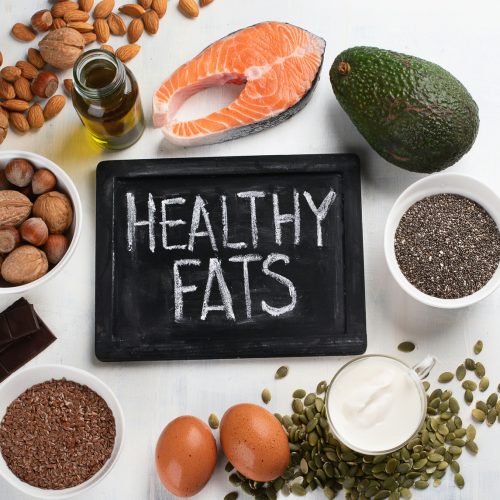 Healthy fat source. Top view with copy space